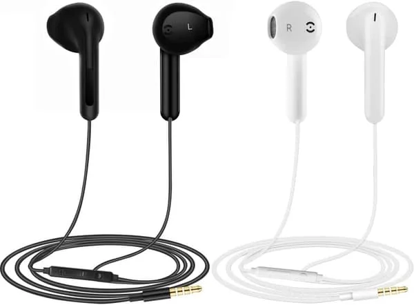 2-pack hörlurar, in-ear-hörlurar med sladd, brusreducerande headset med mikrofon, kompatibla med telefon, surfplatta, Samsung, HuaWei