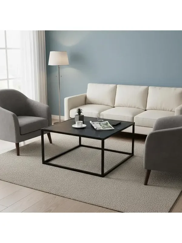 AliExpress - Table basse en faux marbre, capacité de charge de 45 kg, cadre en acier mat, patins antidérapants, table de canapé carrée moderne pour 