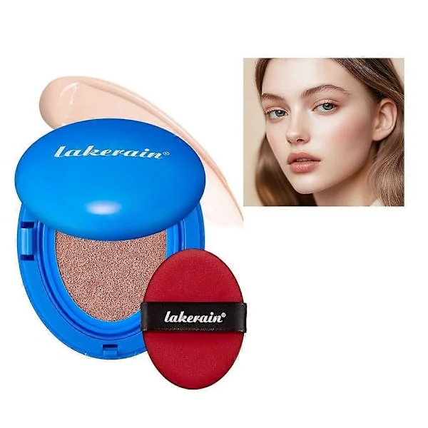 Cushion Foundation Makeup för Glass Skin, Full täckning & viktlös, Skin Fit-teknik för naturlig lyster, Halvmatt luft naturligt, Långvarig