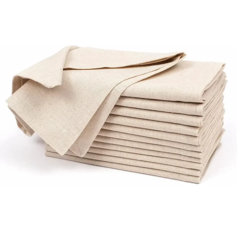 AliExpress - Set mit 12 Dinner-Servietten aus Leinen, Flachs-Baumwollstoff, Servietten aus natürlichem Stoff, geisteckte Ecken, Hochzeitsservietten, 