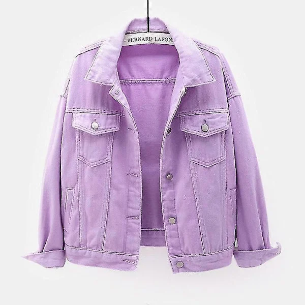 Pring Høst Dame Denimjakke Pring Høstjakke Rosa Denimjakke Lilla XXXL XXXL Lilla