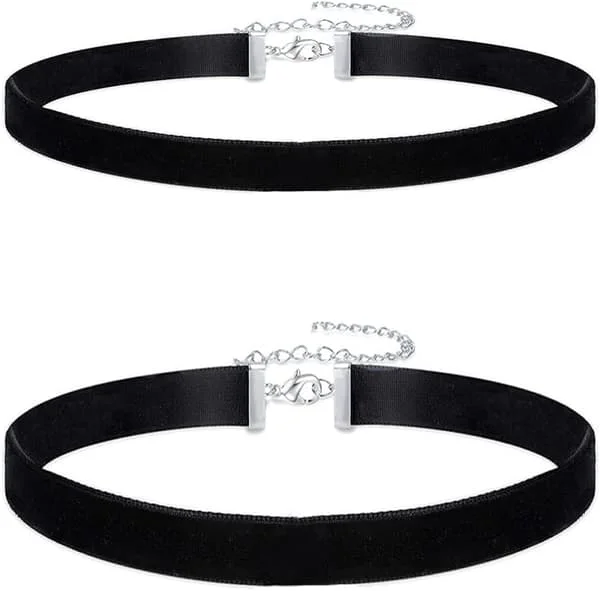Velvet Choker Black Ribbon Necklace for Women Girls, 2 Pieces