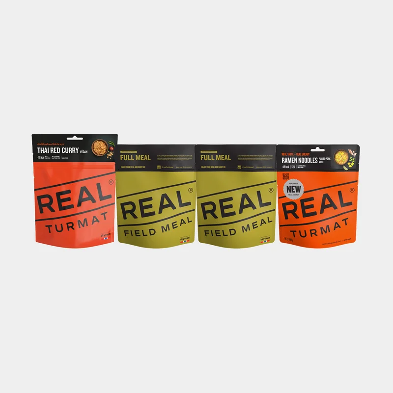 Suurpakkaus pakastekuivattua ruokaa / retkiruokaa Real Turmat & Real Full Meal Vaelluspaketti, 4-pack, 2130 g
