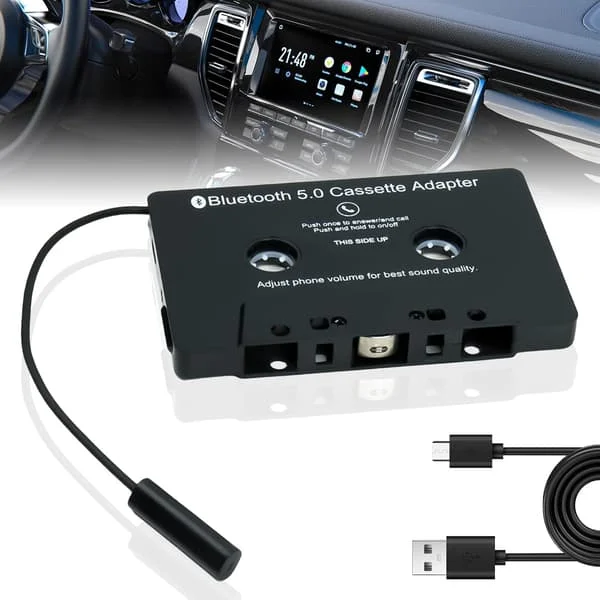 Bilradio Bluetooth Kassett till Aux Mottagare, Kassettspelare Skrivbord Bluetooth 5.0 Aux Adapter