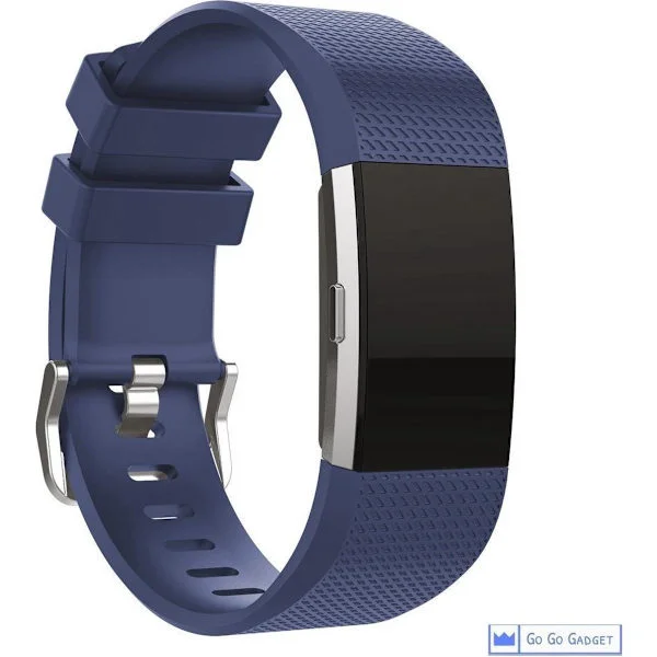 Klokkerem | passer til Fitbit Charge 2 | sportsarmbånd i silikon | aktivitetsmåler | mørkeblå | stor