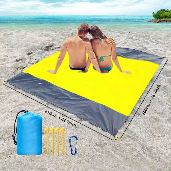 (Sininen) Rantapeitto Piknikpeitto 200x210cm Erittäin kevyt rantapeitto Vedenpitävä ulkomatto Sopii rannalle ja retkeilyyn