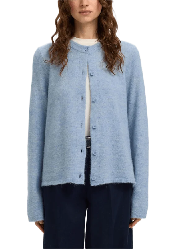 Selected SLFLULU Long sleeve Knit Cardigan Stickat Dam Blå XXL