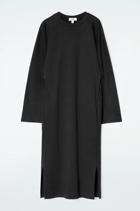 COS Women's Jersey Midi Column Dress in Black