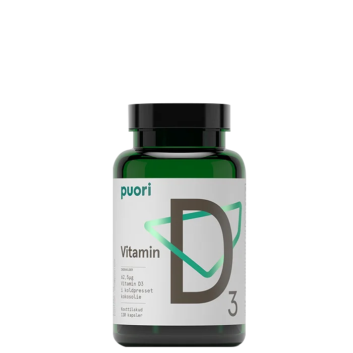 Puori D3-vitamiini + kookosöljy 120 kapselia