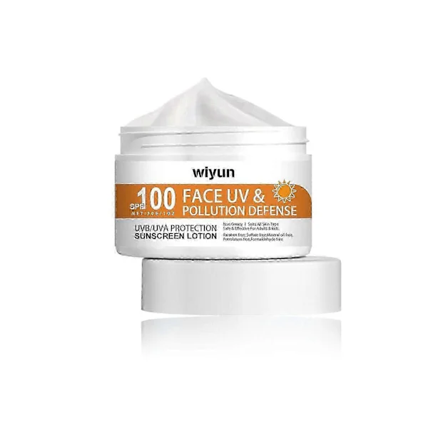 Solcreme Lotion SPF 100, SPF 100 Ansigts UV & Forureningsforsvar Skånsom, Oliefri Solcreme, Ansigts Solcreme Med SPF100, Fugtgivende Solcreme