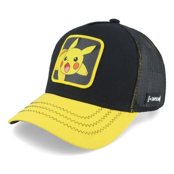 Capslab - Sort trucker Kasket - Pokemon Pikachu Black/Yellow Trucker @ Hatstore