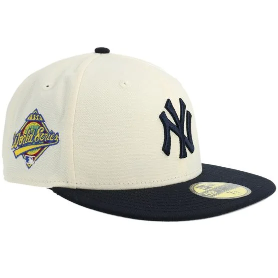 New Era - MLB Bílá fitted Kšiltovka - Hatstore Exclusive x New York Yankees 59FIFTY World Series 96 Chrome/Navy Fitted @ Hatstore