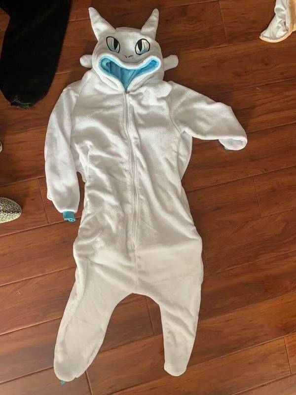 【BQ】Sådan træner du din drage Tandløs Kigurumi Kvinder Vinter Flanell Dyre-Onesie Sød Cosplay Nattøj Jumpsuit Pyjamas Hvid Hvid