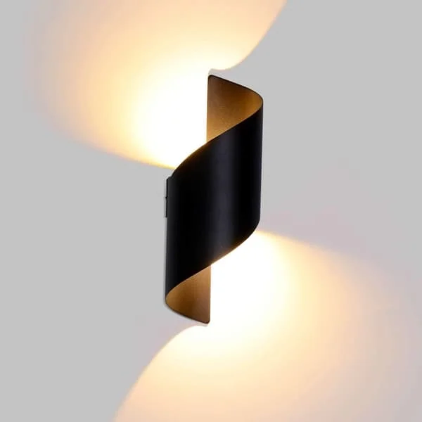 10W Spiral Wall Lamp Indoor Outdoor LED Wall Light Up Down Aluminum Interior Lamp Wall Sconce for Bar, Bedroom, Kitchen, Warm White 3000K