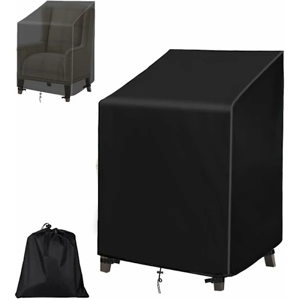 Trädgårdsstolsskydd (68×68×80/120cm), 210D Oxford skyddande överdrag för vattentäta stapelbara stolar, utomhus stapelbara fåtöljskydd, trädgårdsmöbler