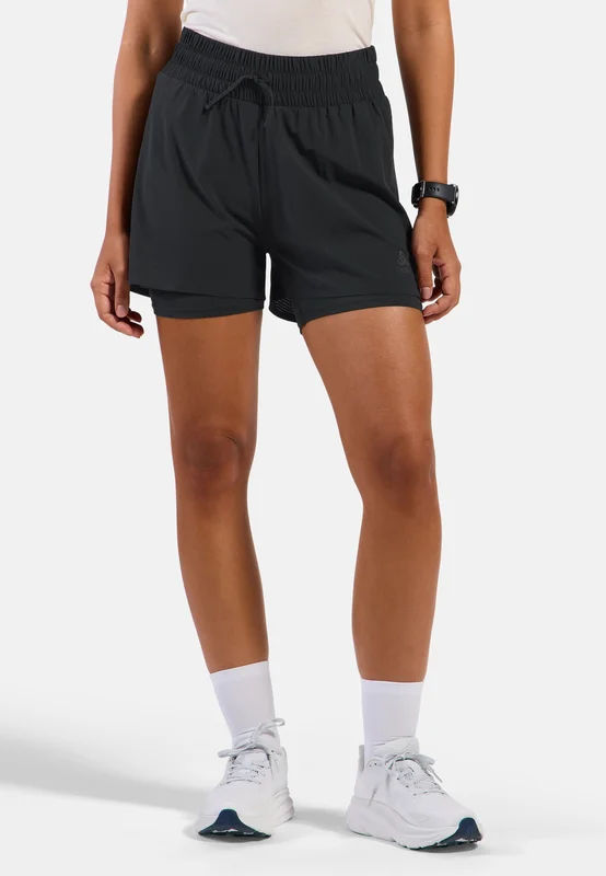 Odlo Women's Zeroweight 3 Inch 2-In-1 Running Shorts, XS, black