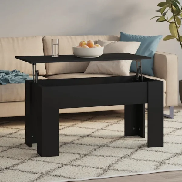 Soffbord svart 101x49x52 cm konstruerat trä