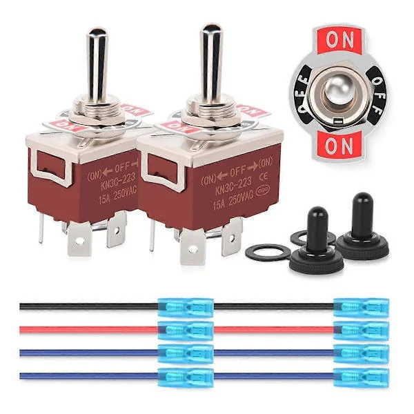 4-polet Vendbare Polaritet Toggle Switch 2 stk. 12V Momentary Rocker Switch 30A Til/Fra Til DPDT 3 Position Vandtæt Støvkappe