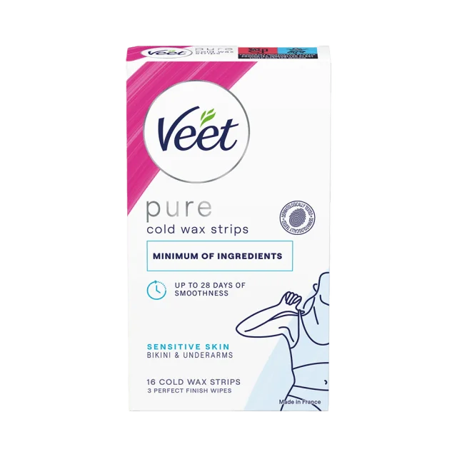 Veet Pure Cold Wax Strips Bikini & Underarm Sensitive Skin Hårborttagning Unisex 16 ST