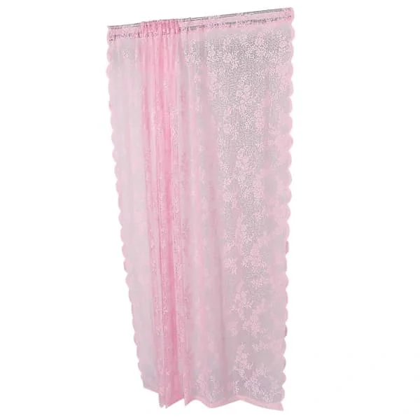 Gennemsigtigt gardinpanel, lyserøde blonde-gardiner til vinduesdækning, stue, sollysfiltrering 180x145 cm 1 stk. Lyserød 180.00X145.00X0.40CM