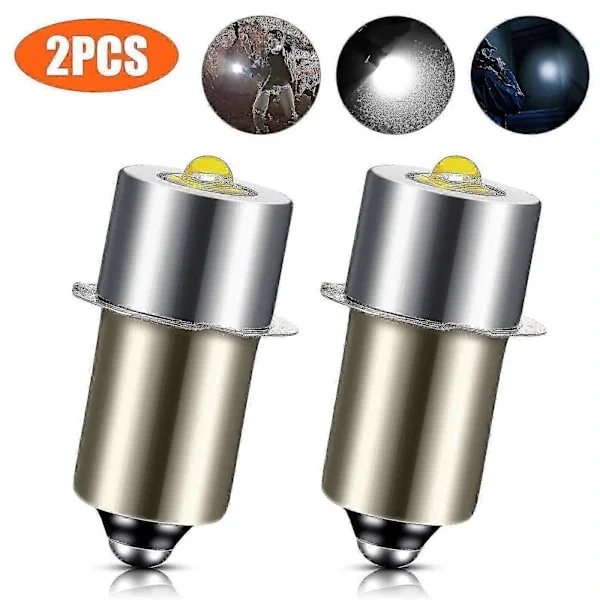 2ST P13.5S DC6V-24V LED Uppgraderingslampor Vit Maglite Cell Ficklampa 6500K 3W