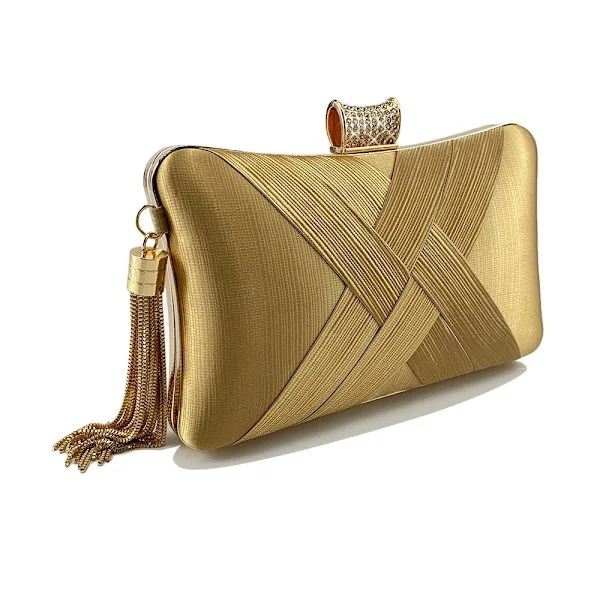 Women's Evening Clutch Silk Party Bag (Gold)