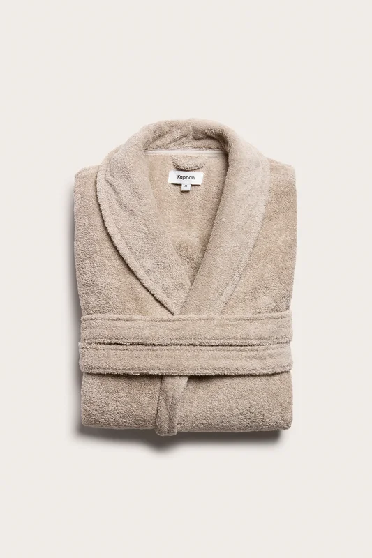 Kappahl | Morgenkåpe i bomullsfrotté Beige L | Herre
