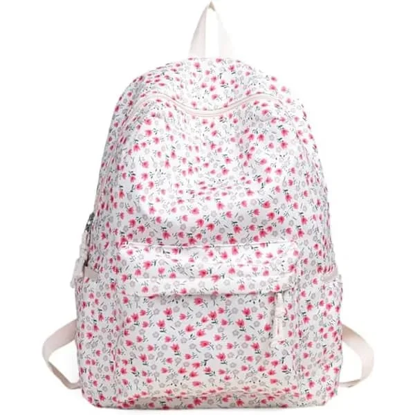 Cute Backpack Aesthetic School Backpack - Kawaii School Bag Floral Preppy Backpack for School Girls School Bag