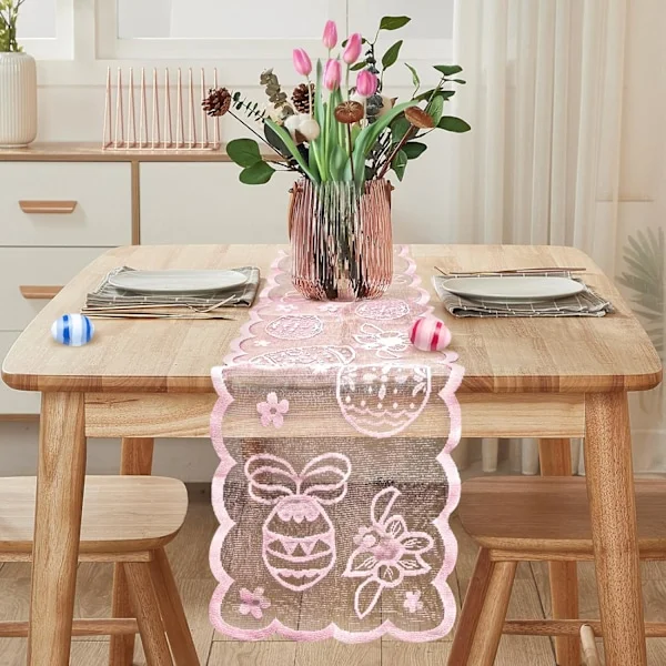 Easter Table Runner 183x33 cm - Decorative Easter Table Runner with Rabbits, Spring and Easter Decoration for Living Room Home