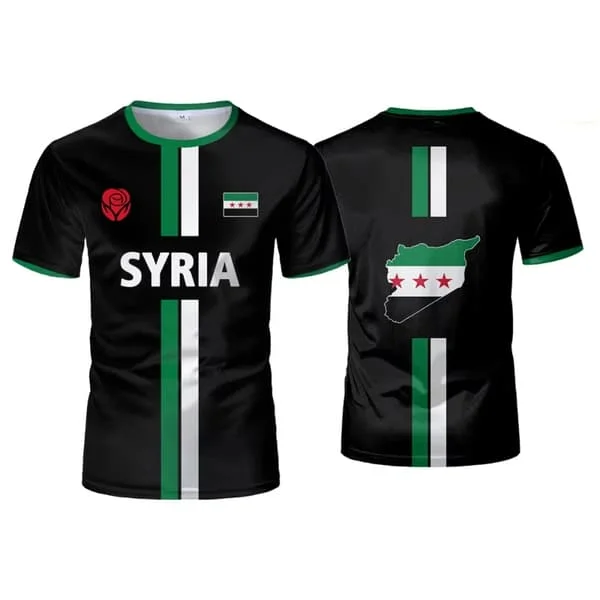 Syrien Fotboll T-shirts Herr Sport T-shirts Syrisk Flagga Street Oversized Toppar Unisex Casual Grafiska T-shirts Toppar Y2k Herrgåvor