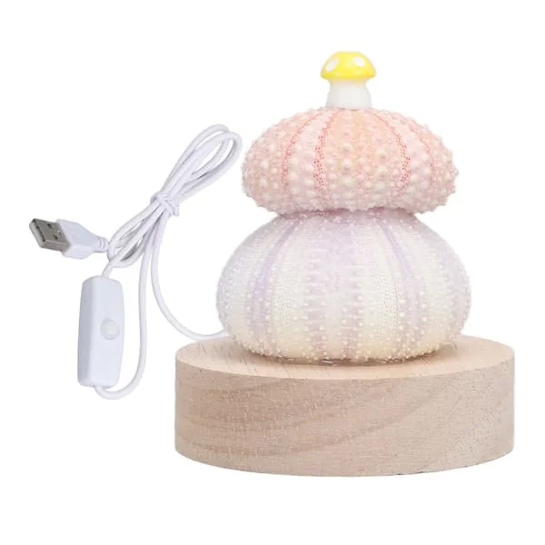 LED Night Light Warm White USB Plug in Natural Shell Body Cute Mushroom Decor Bedside Lamp