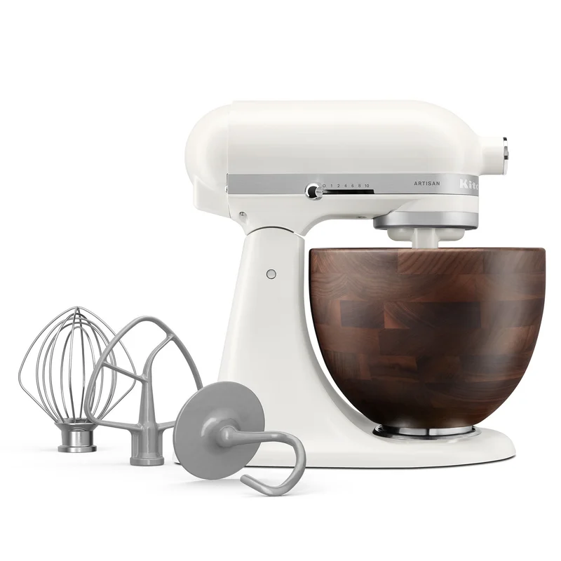 Kitchenaid Artisan yleiskone, 4,7 litraa, puukulho pähkinäpuusta, porcelain