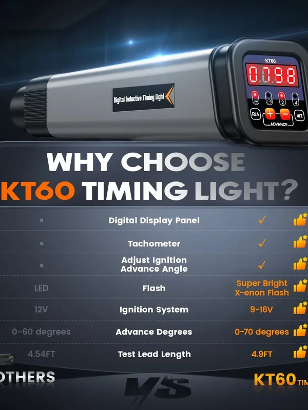AliExpress - KZYEE KT60 Digitale Timing Light met RPM Advance Hoek 12V Inductieve Ontsteking Timing Light voor 2 & 4-takt benzinemotor voor auto's