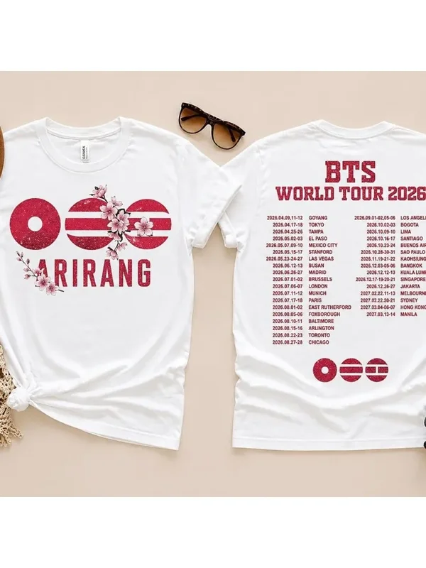 AliExpress - 2026 Neues BTS Arirang World Tour Grafik-Unisex-Shirt aus 100 % Baumwolle, Kindergrößen erhältlich, Kpop-Sommer-T-Shirt für Herren und 