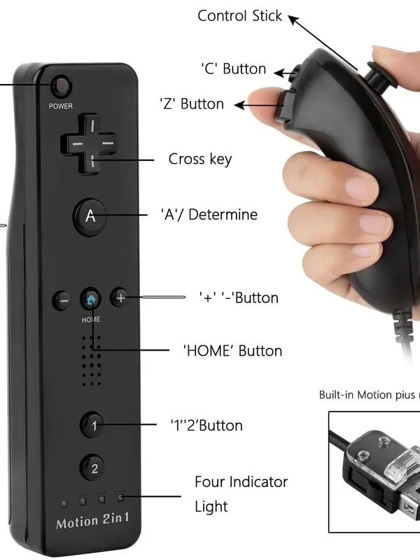 AliExpress - STORM WYRM-Controller kompatibel für Wii und Wii U mit integriertem Motion Plus, Controller mit Silikonhülle und Handgelenk WU001