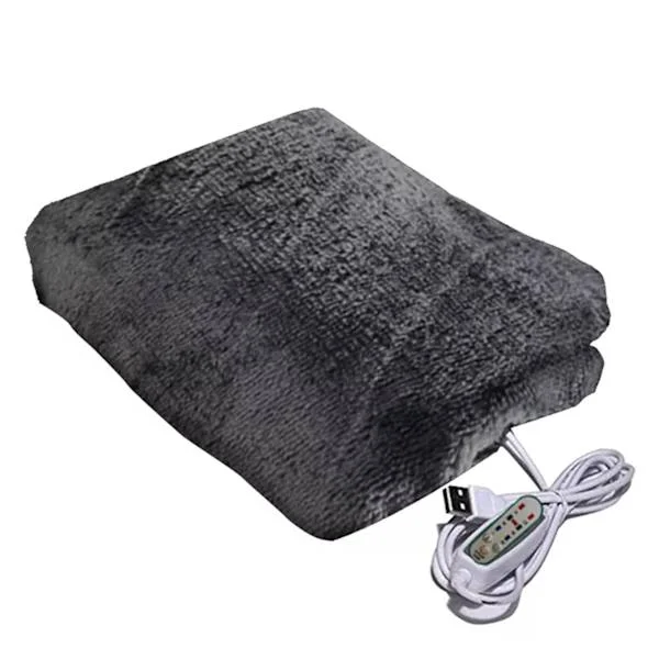 USB Electric Heating Blanket Portable Plush Mat Portable Warm Shawl USB Charging Housewarming Gifts for Winter Gray