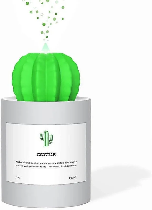 USB Cool Mist Luftfuktare, Ministorlek Kaktus Luftfuktare Sovrum Hem Kontor Bil 280ml 50ml/h Tidsinställd automatisk avstängning