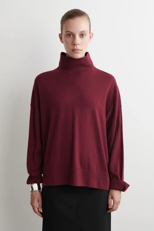 COS Merino Wool Turtleneck Jumper in Red - Women
