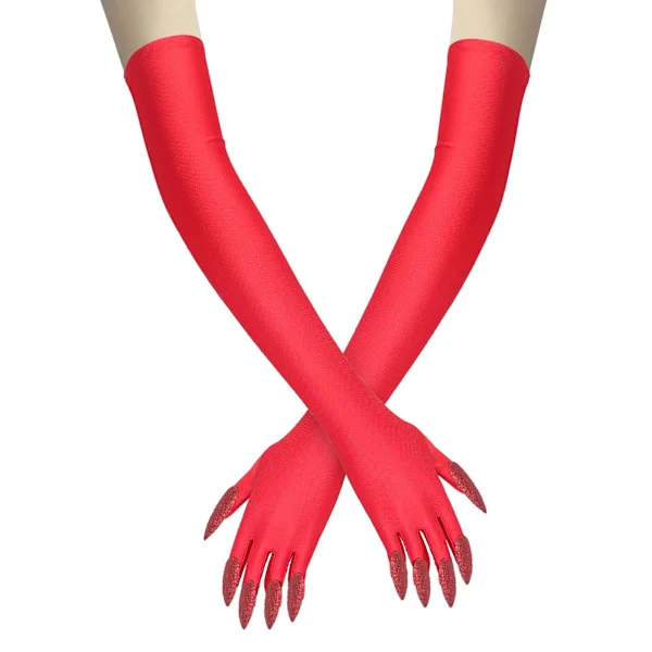 Partyhandsker Kattepoter Halloween Prop Handsker Cosplay Kostume Halloween Kostume Klohandsker Lange Negle Rød