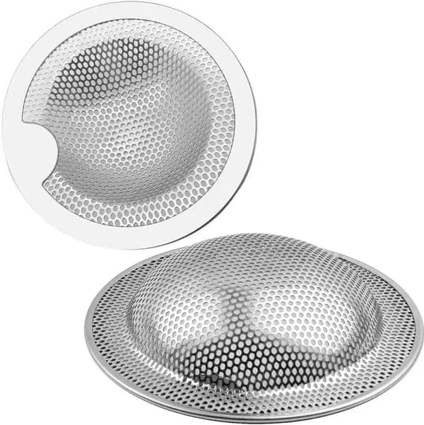 Hårfanger for avløp, rustfritt stål, kjøkkenbenk, dusj, hårfelle, badekar, 2 stk (10,2 cm)