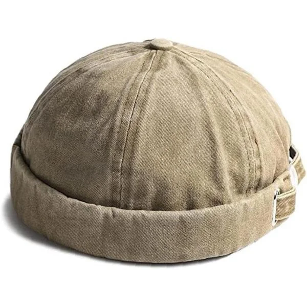 Pipo hattu Drawess Randless Cap rullattu mansetti kallo merimies vintage tyyli Docker hattu miehelle khaki yksi koko