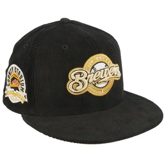 New Era - Milwaukee Brewers Caramel Cord 59FIFTY Black Fitted Fitted Black Cap - MLB @ Hatstore