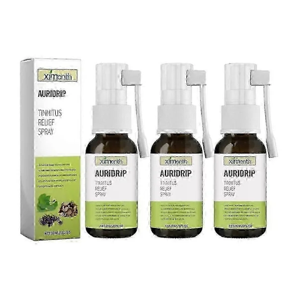 3 stk Tinnitus Lindring Spray, Øre Tinnitus Sprayer, Tinnitus Lindring for Ringende Ører, Øredråper for Tinnitus