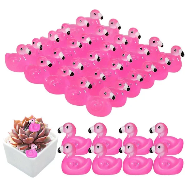 100 st Mini Flamingo Figurer Mini Djur Figurer Små Flamingo Ornament Små Figurer Tårtdekoration Dockskåpsminiatyrer (FMY)