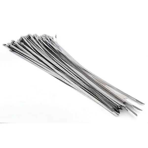 【BQ】50 x 500 mm buntband i rostfritt stål, buntband i metall, låsbart avgasrör, grenrör