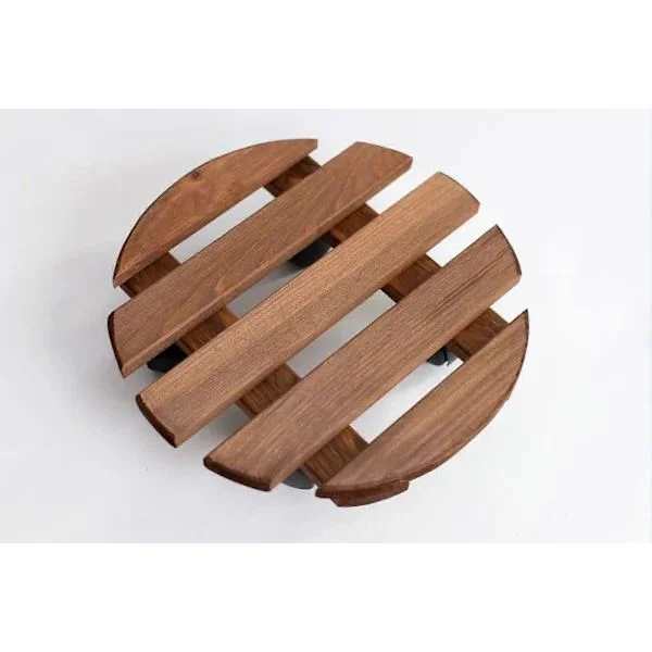 Pyöreä kukkaruukku pyörillä - 30 cm - Vintage-tyyli - Puutarhakukkaruukun alusta - Teline pyörillä[co]