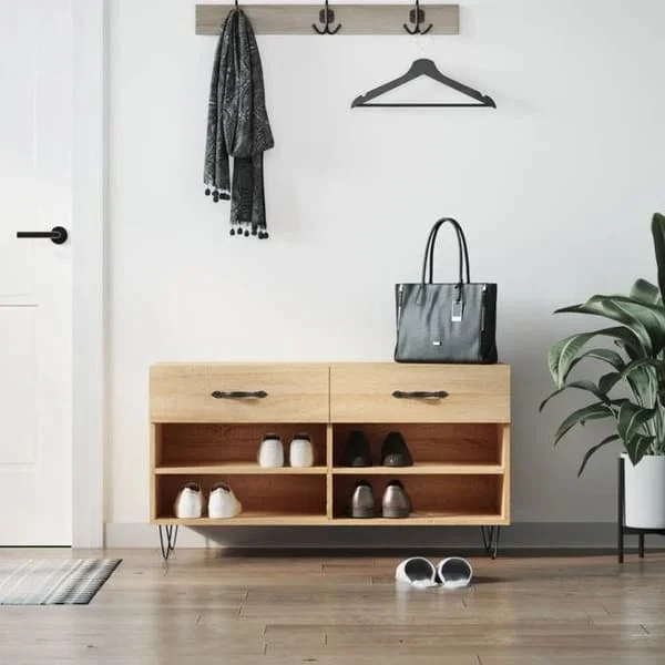 vidaXL Skobänk, Skoskåp med 4 hyllor och fötter, Skoskåp med 2 lådor Vardagsrum, Modern, 829735