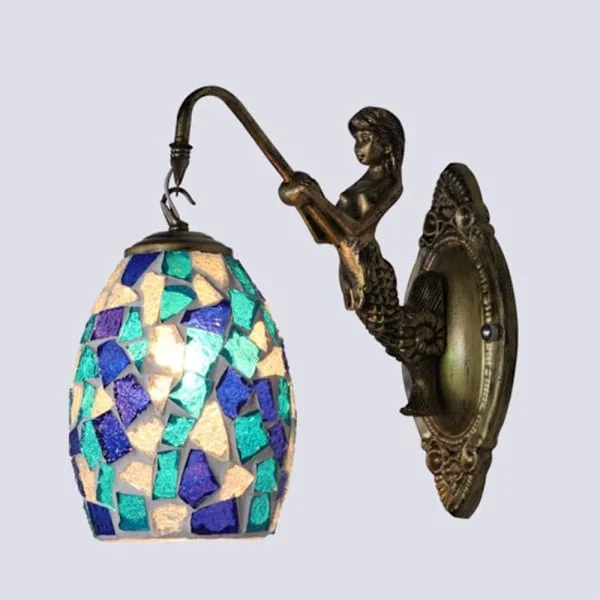 Mosaiikki Seinävalaisin Turkkilainen Käsintehty Lasimaalaus Marokkolainen Lamppu Retro Retro Loft Sisustus Keittiö Baari Kahvila Merenneito Lamppu (Ei