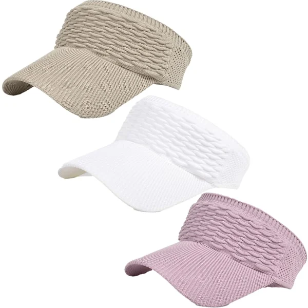 3 st kvinnors solskydd mössa för kvinnor stickade mössor elastisk sportmössa tom topp snabb torkning bred brätte golfmössa