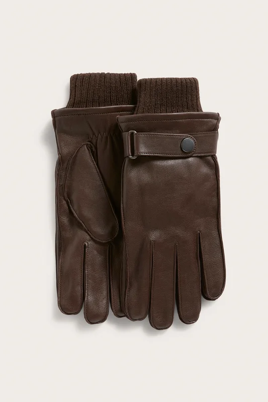 Kappahl | Skinnhandskar Mörkbrun S/M | Herr